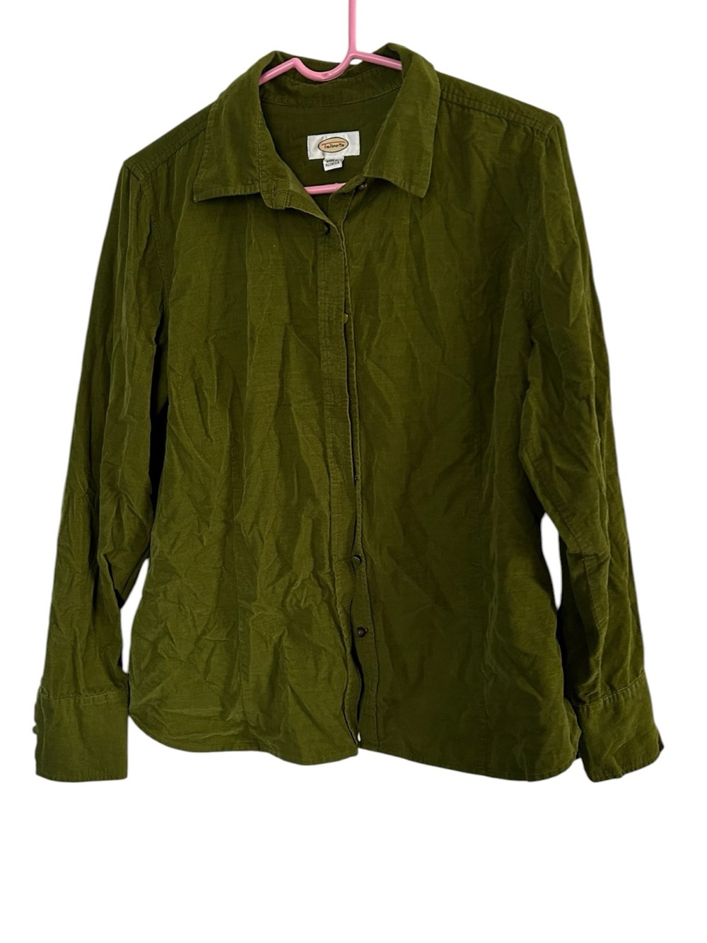 Olive Green Corduroy Button Down Shirt Fairy Grunge Goblincore Shacket